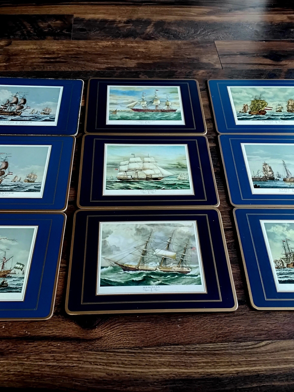 Vintage Pimpernel Acrylic Placemats Of Clipper Ships. Nautical. Set of 9